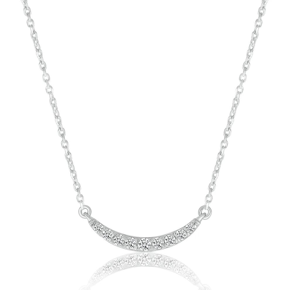 Diamond Smile Necklace in Sterling Silver (1/8 ct. tw.) – Image 1 of 3