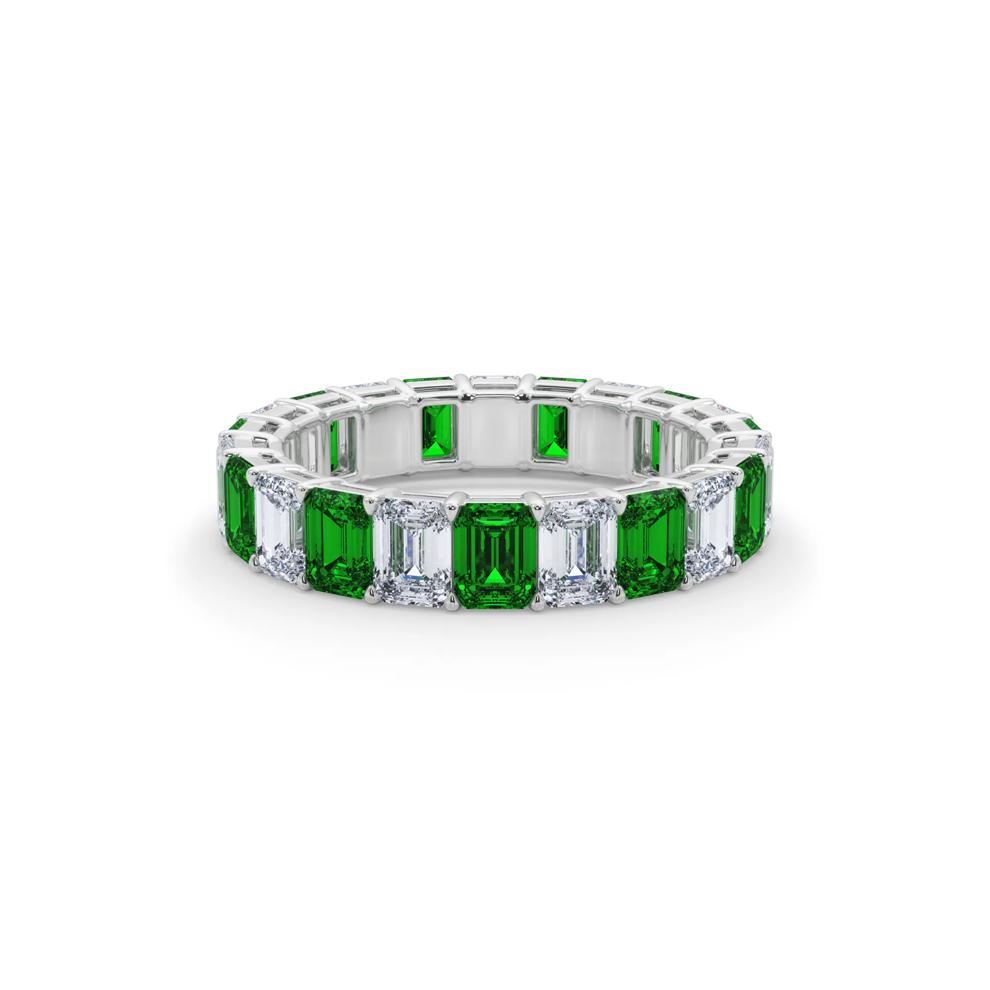 Lab Grown Diamond and Lab-Created Emerald Eternity Band in 14K White Gold (2 3/4 ct. tw.) – Image 1 of 5