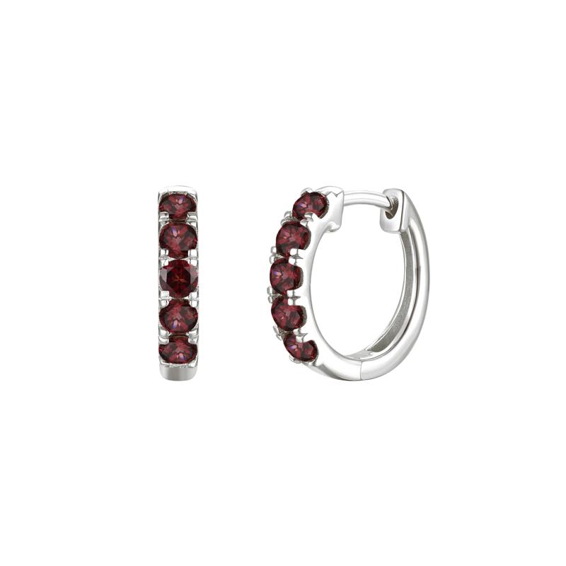 Garnet Hoop Earrings in 10K White Gold – Image 1 of 1