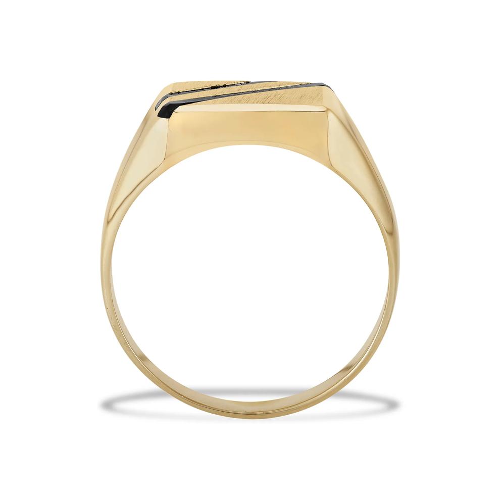 Men's Onyx Striped Ring in 14K Yellow Gold – Image 2 of 4