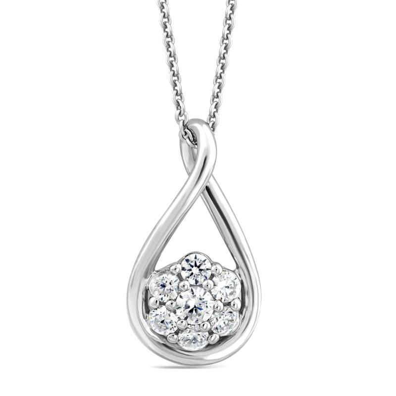 Lab Grown Diamond Cluster Drop Pendant in 10K White Gold (1/2 ct. tw.) – Image 1 of 2