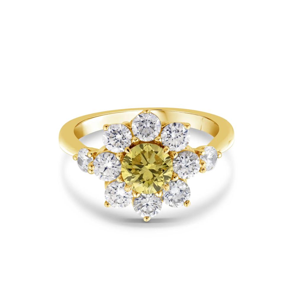 Lab Grown Yellow Diamond Center Starburst Ring in 14K Yellow Gold (2 ct. tw.) – Image 1 of 3