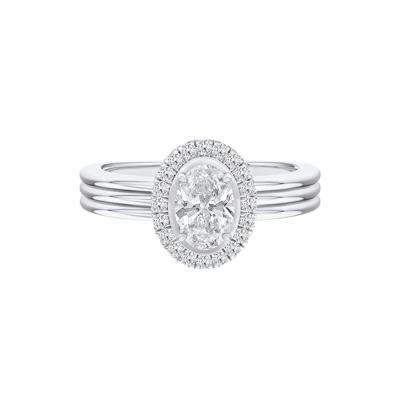 Diamond Oval Halo Engagement Ring in 14K White Gold (5/8 ct. tw.)