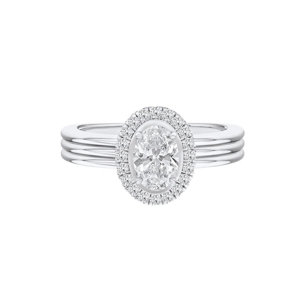 Diamond Oval Halo Engagement Ring in 14K White Gold (5/8 ct. tw.) – Image 1 of 4