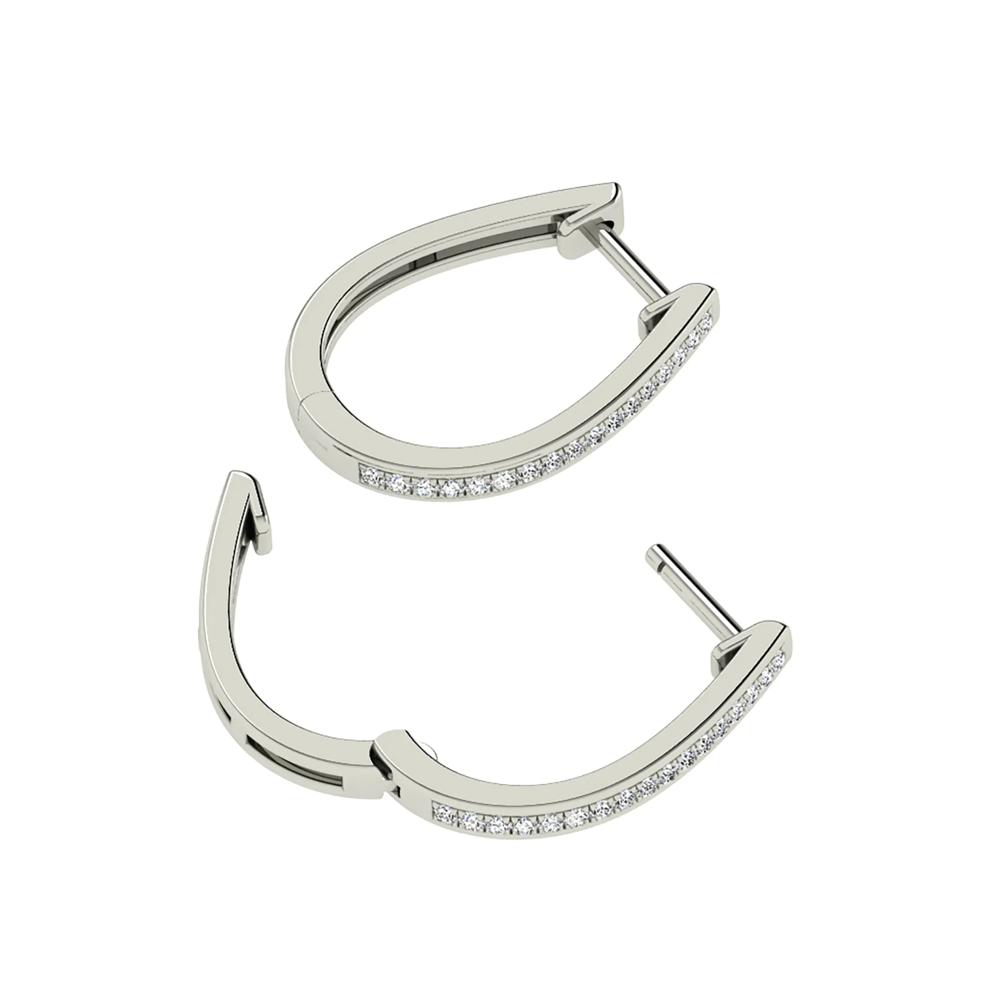 Diamond Hoop Earrings in 10K White Gold (1/8 ct. tw.) – Image 2 of 2
