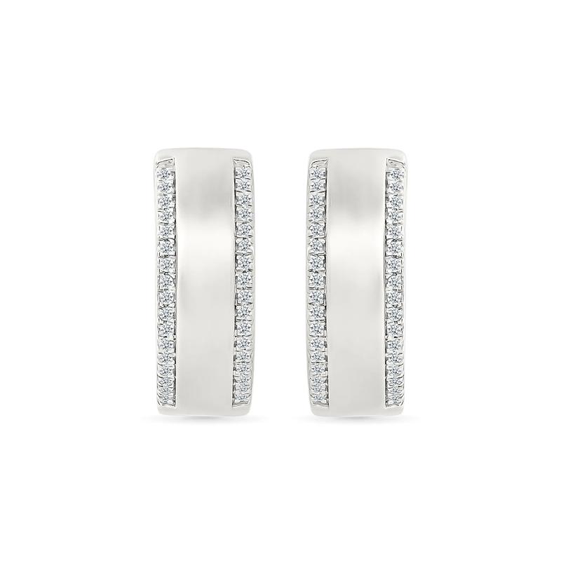 Diamond Hoops in Sterling Silver &#40;1/5 ct. tw.&#41; – Image 3 of 3