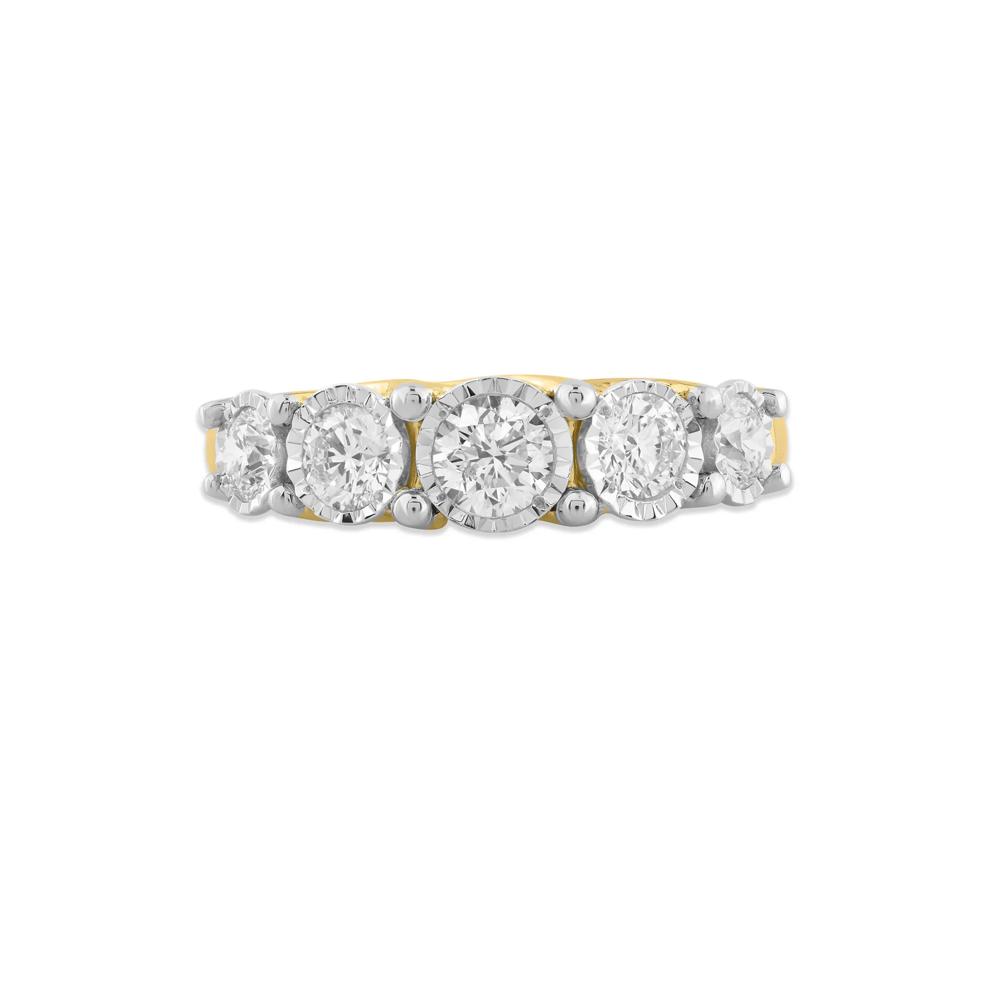 Diamond Illusion Five-Stone Band in 10K Yellow Gold (1 ct. tw.) – Image 1 of 4