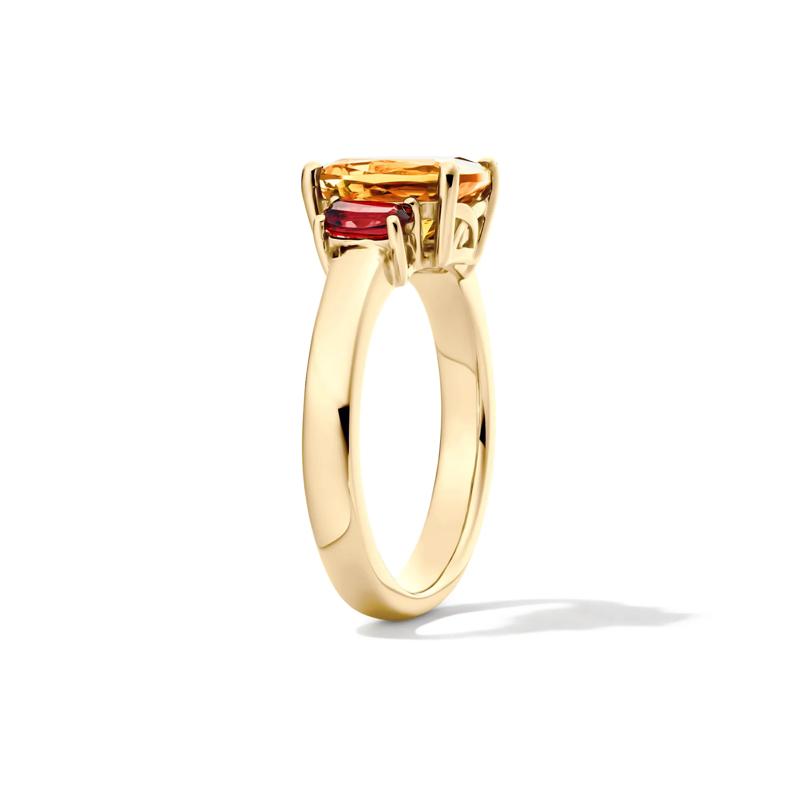 Cushion-Cut Citrine and Garnet Ring in 10K Yellow Gold – Image 3 of 3
