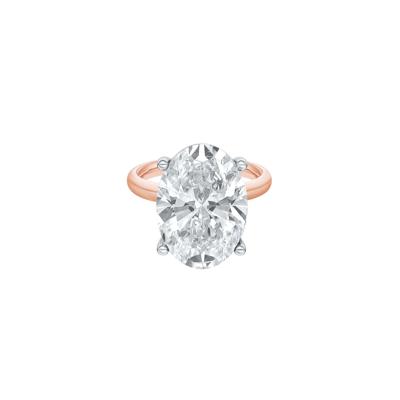 Lab Grown Diamond Oval Solitaire Ring in 14K Rose & White Gold (7 ct.)