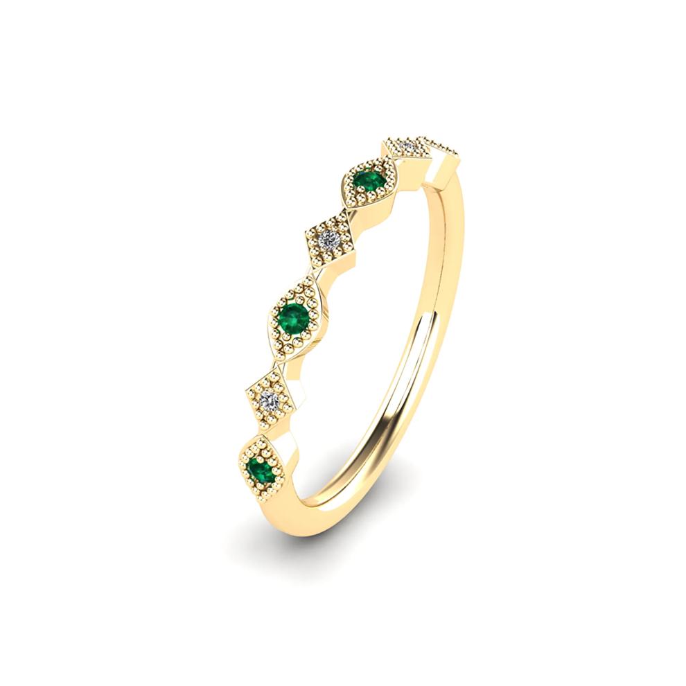 Emerald &amp; Diamond Accent Stack Band in 10K Yellow Gold – Image 4 of 4