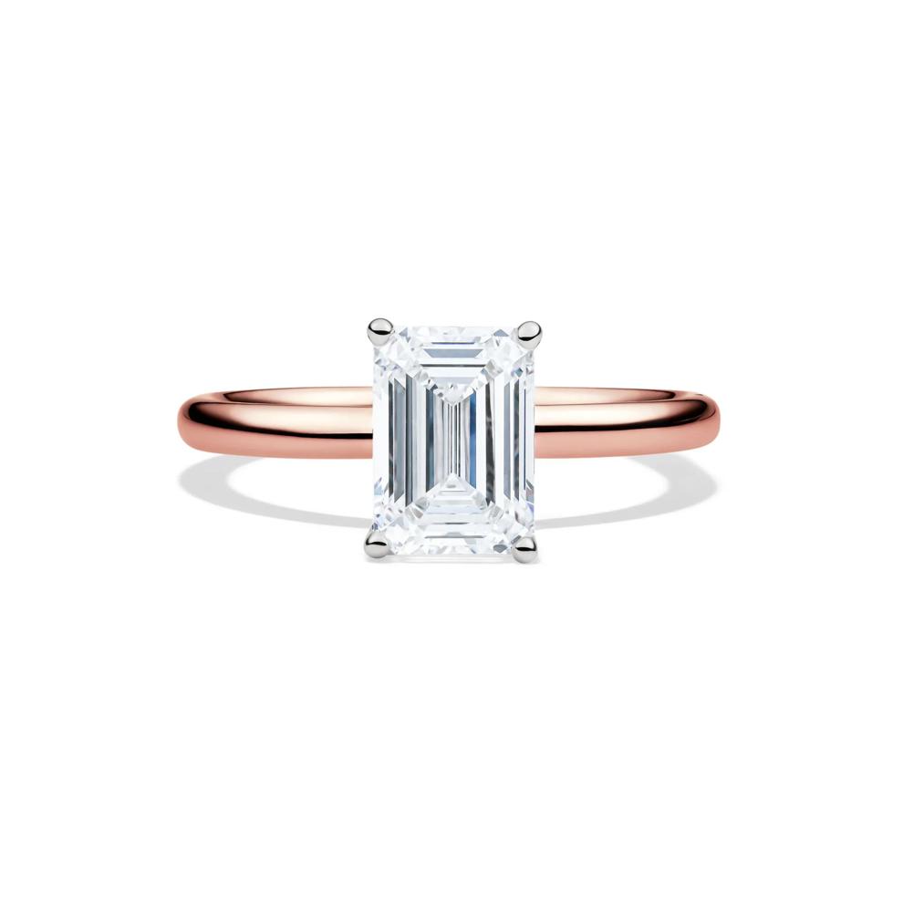 Lab Grown Diamond Emerald-Cut Solitaire Ring in 14K Rose Gold (2 ct.) – Image 1 of 4
