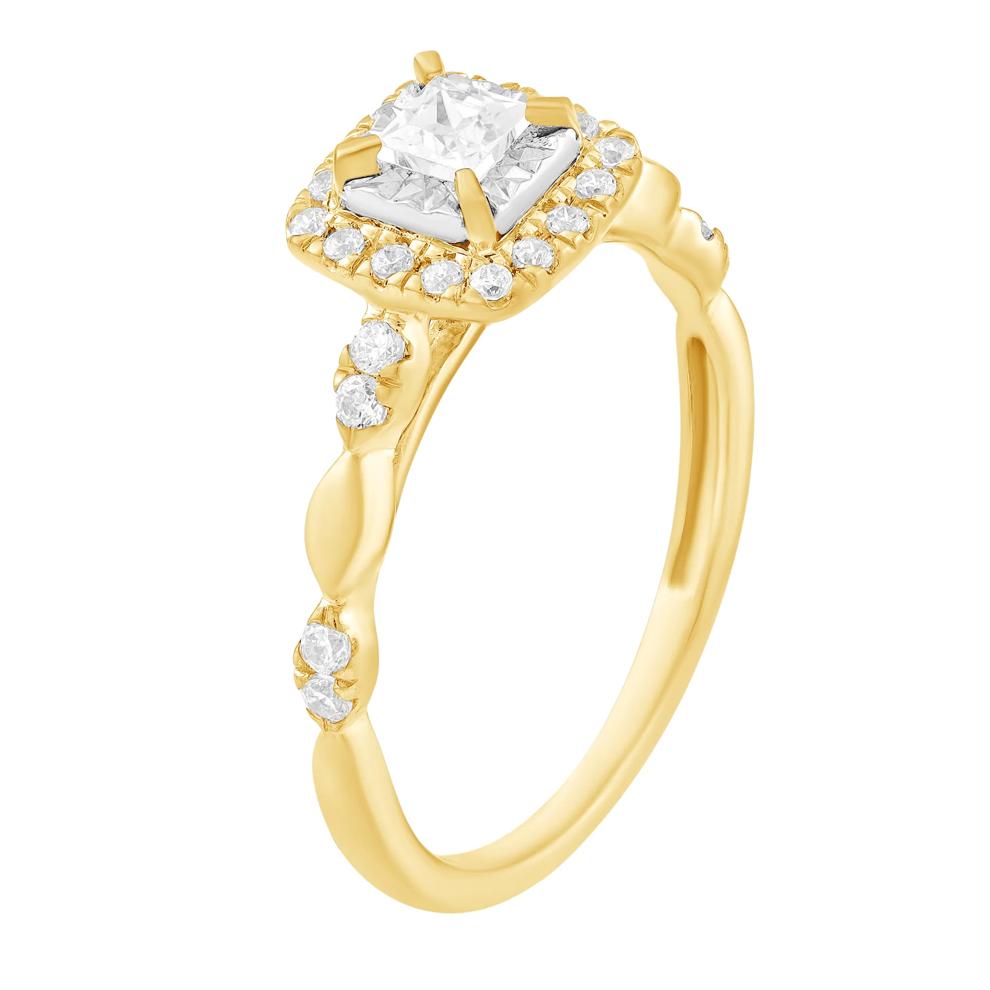 Diamond Princes-Cut Center Halo Engagement Ring in 10K Yellow Gold (1/2 ct. tw.) – Image 4 of 5