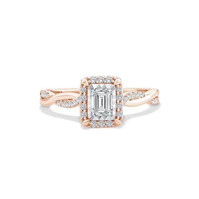 Lab Grown Diamond Emerald-Cut Twist Shank Promise Ring in 10K Rose Gold (1/2 ct. tw.)