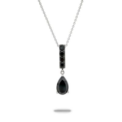 Pear-Shaped Onyx Drop Pendant in Sterling Silver