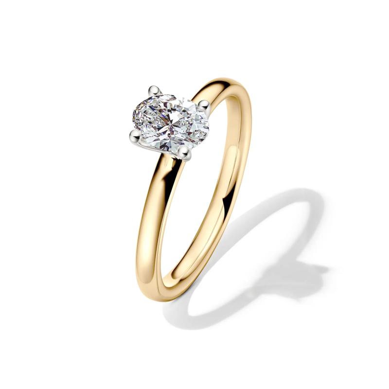 Diamond Oval Solitaire Engagement Ring in 14K Yellow Gold &#40;3/4 ct.&#41; – Image 4 of 5
