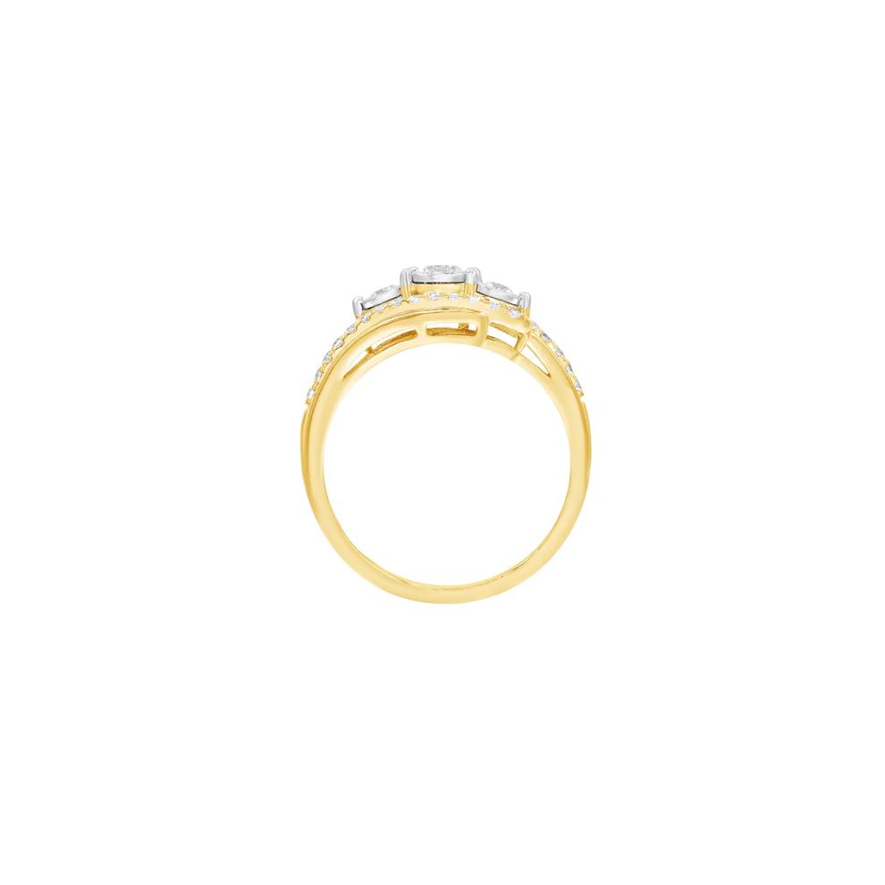 Diamond Illusion Three-Stone Ring in 10K Yellow Gold (1/2 ct. tw.) – Image 2 of 3