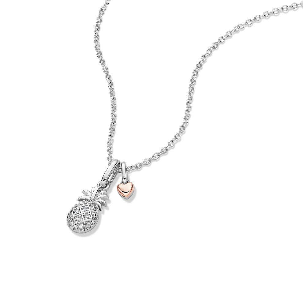 Lab Grown Diamond Accent Pineapple Pendant in Sterling Silver &amp; 10K Rose Gold – Image 4 of 5