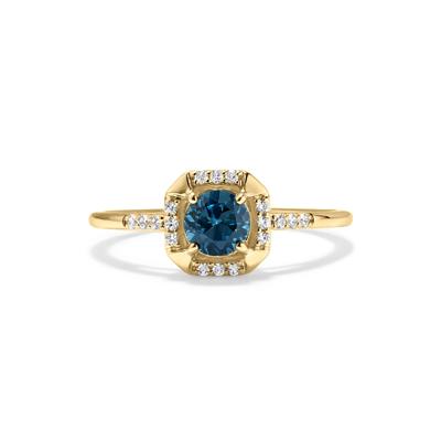 Montana Blue Sapphire & Diamond Ring in 10K Yellow Gold (1/10 ct. tw.)