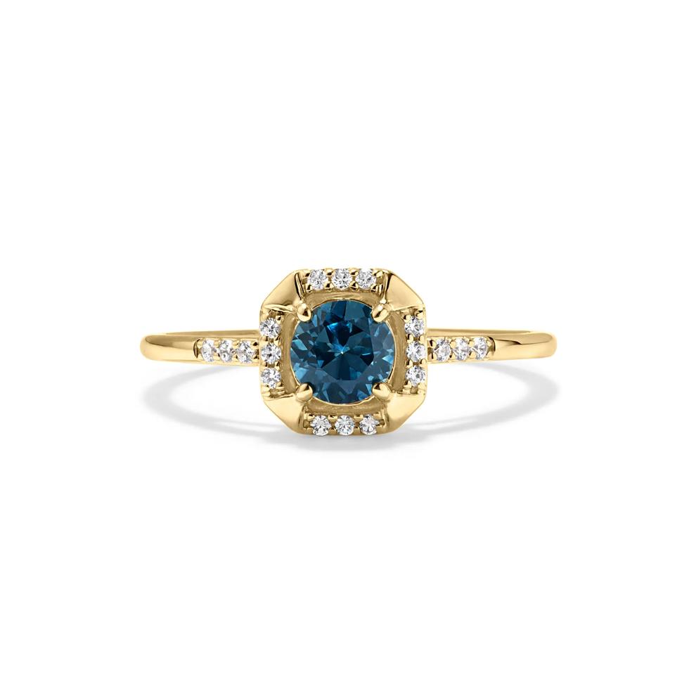 Montana Blue Sapphire &amp; Diamond Ring in 10K Yellow Gold (1/10 ct. tw.) – Image 1 of 4