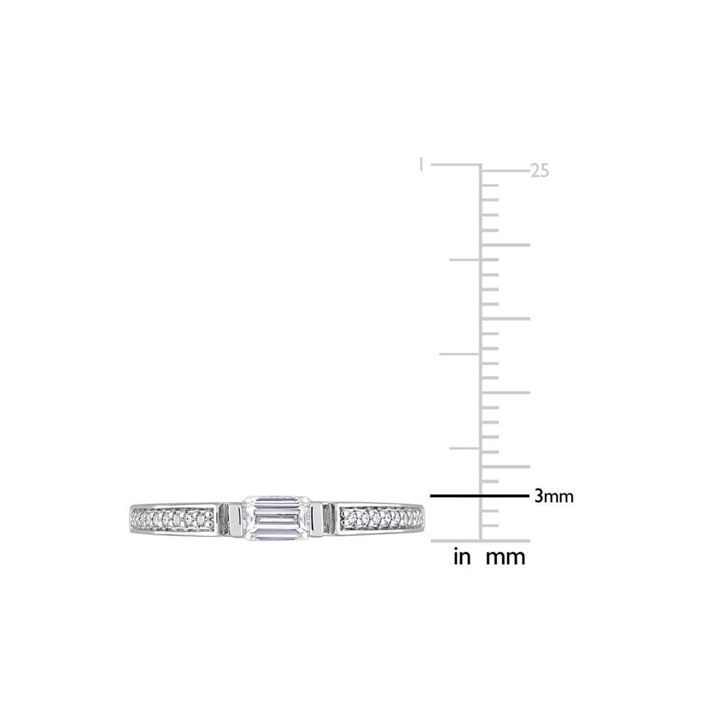 Baguette Moissanite Stacking Ring in Sterling Silver (3/8 ct. dew) – Image 4 of 5