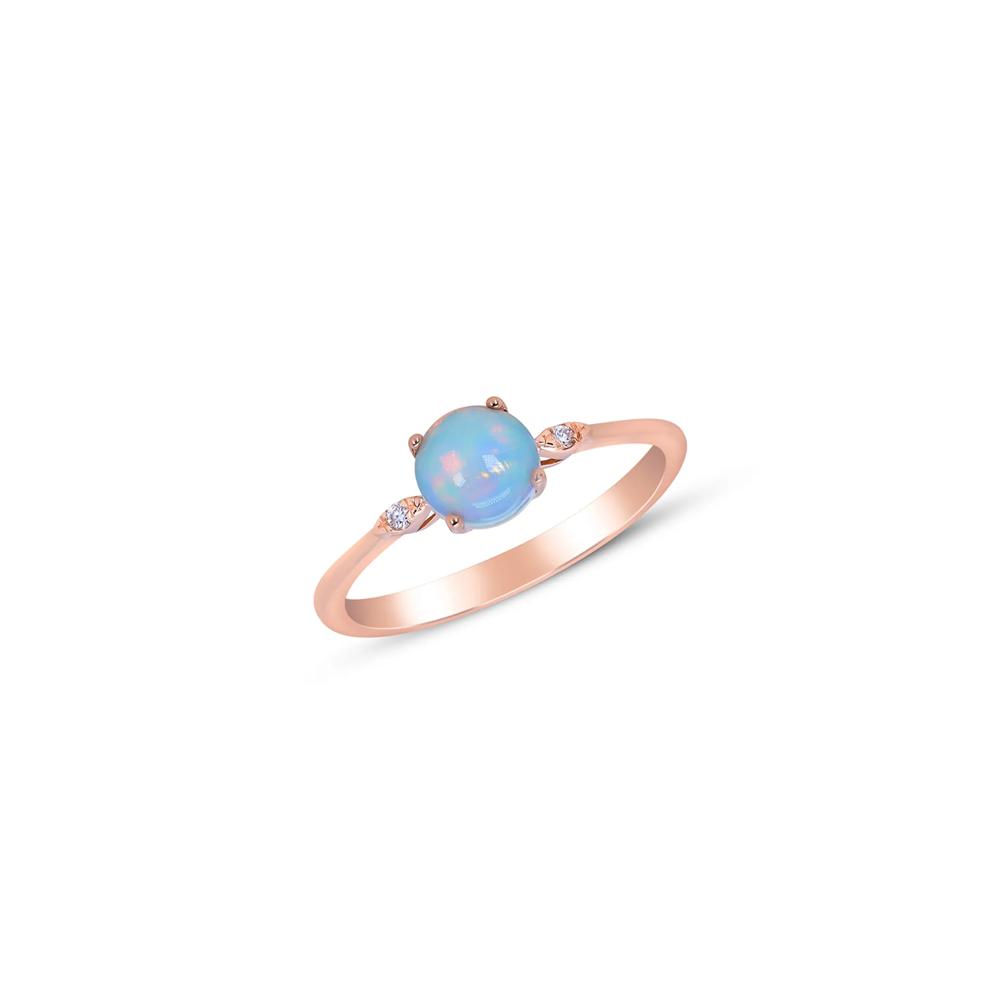 Opal and Diamond Accent Ring in 10K Rose Gold  – Image 5 of 5