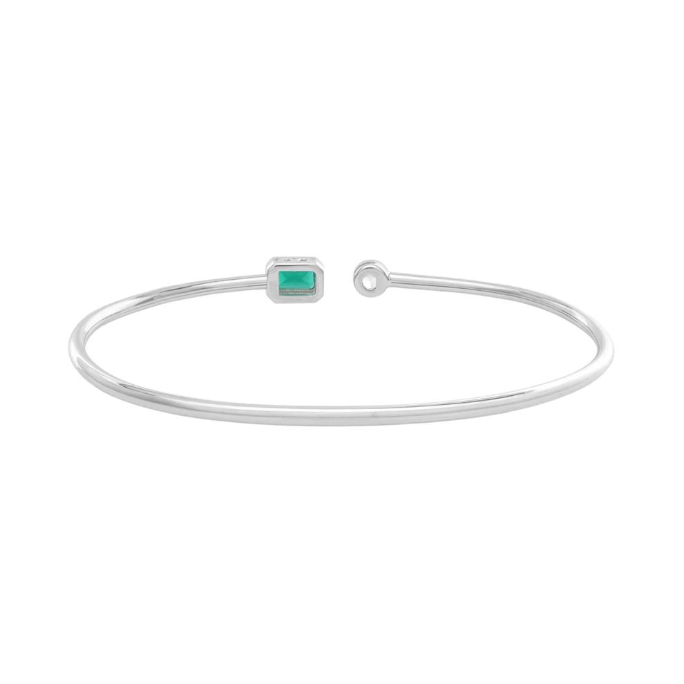 Lab-Created Emerald &amp; Lab-Created White Sapphire Cuff Bangle Bracelet in Sterling Silver – Image 2 of 2
