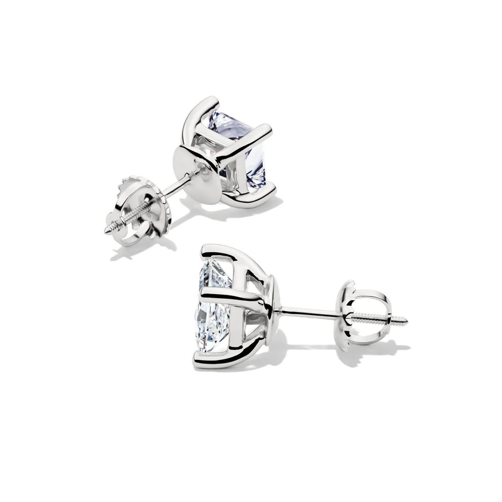 Lab Grown Diamond Stud Earrings with Princess-Cut Solitaires – Image 2 of 3