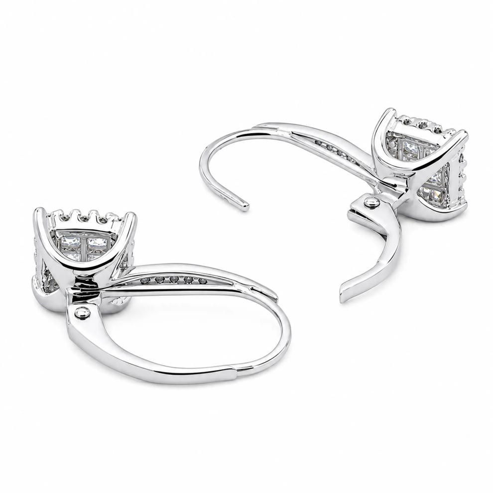 Princess-Cut Diamond Drop Earrings in 10K White Gold (1/2 ct. tw.) – Image 2 of 2