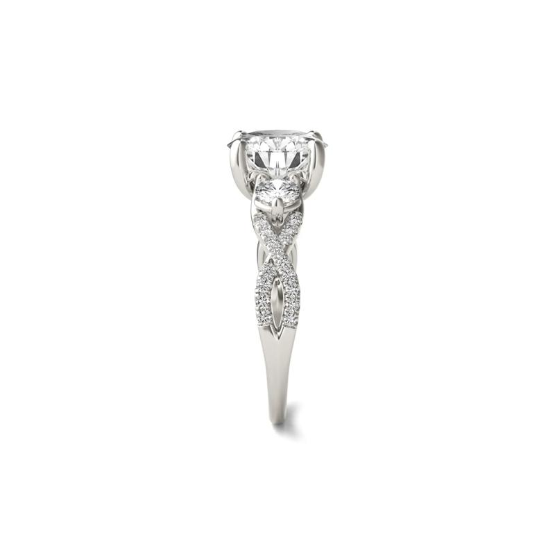 Lab Created Moissanite Twist-Shank Multi-Stone Engagement Ring in 14K White Gold – Image 5 of 6