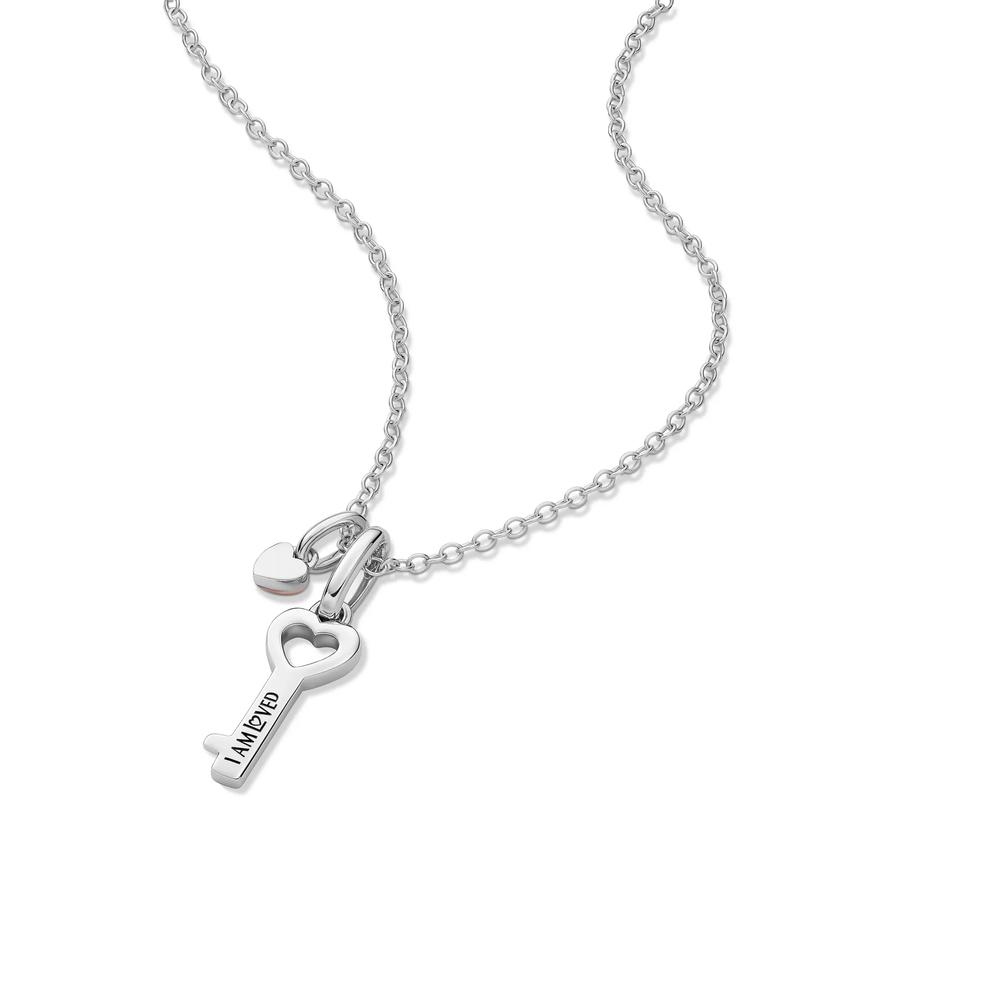 Lab Grown Diamond Accent Key Pendant in Sterling Silver &amp; 10K Rose Gold – Image 5 of 5