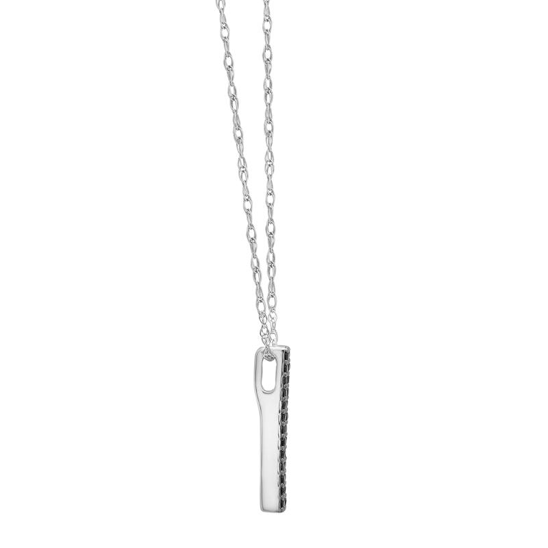 Black Diamond Vertical Bar Pendant in 10K White Gold &#40;1/10 ct. tw.&#41; – Image 2 of 4