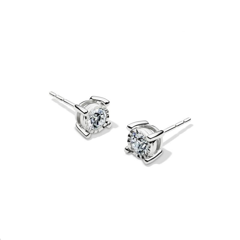 Lab Grown Diamond Round Illusion Stud Earrings in 10K White Gold &#40;1/2 ct. tw.&#41; – Image 1 of 2