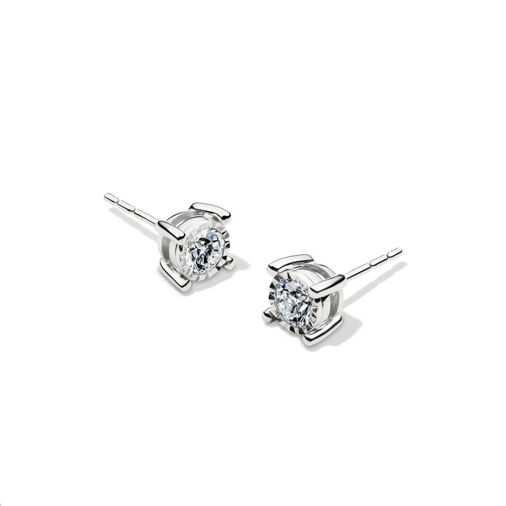 Lab Grown Diamond Round Illusion Stud Earrings in 10K White Gold (1/2 ct. tw.) – Image 1 of 2