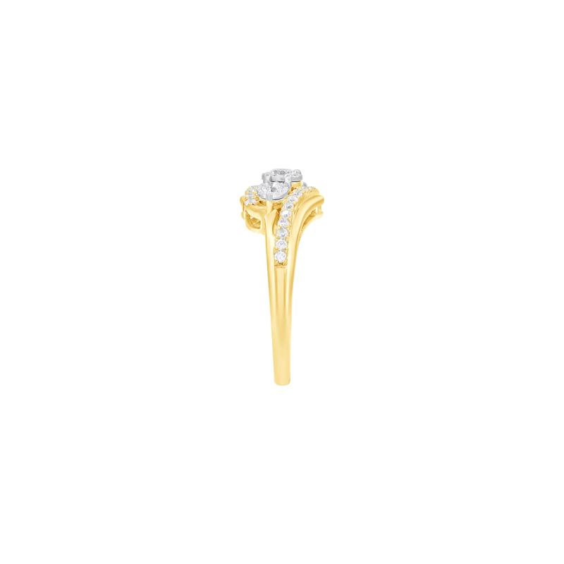 Diamond Illusion Three-Stone Ring in 10K Yellow Gold &#40;1/2 ct. tw.&#41; – Image 3 of 3
