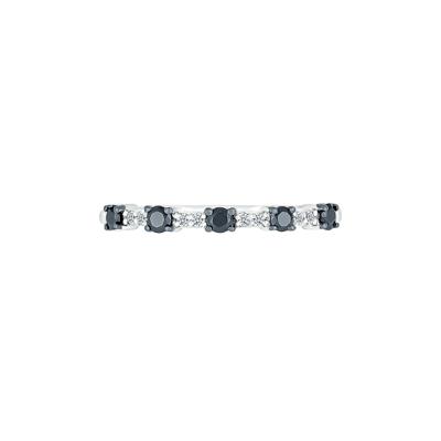 Stacking Ring with Black & White Diamonds in 10K White Gold (1/4 ct. tw.)