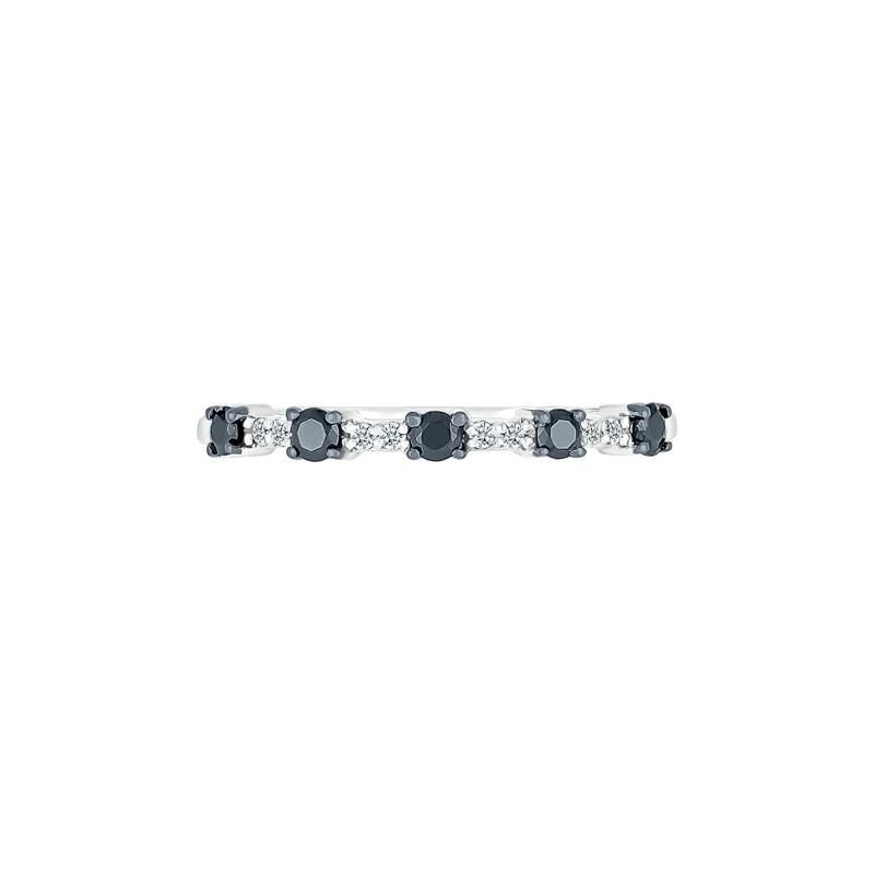 Stacking Ring with Black &amp; White Diamonds in 10K White Gold &#40;1/4CTW&#41; – Image 1 of 5