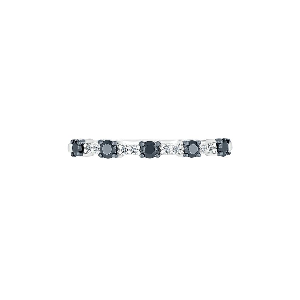 Stacking Ring with Black &amp; White Diamonds in 10K White Gold (1/4CTW) – Image 1 of 5