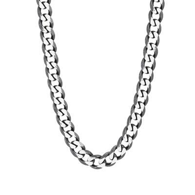 Polished & Diamond Cut Curb Chain in Sterling Silver, 20"