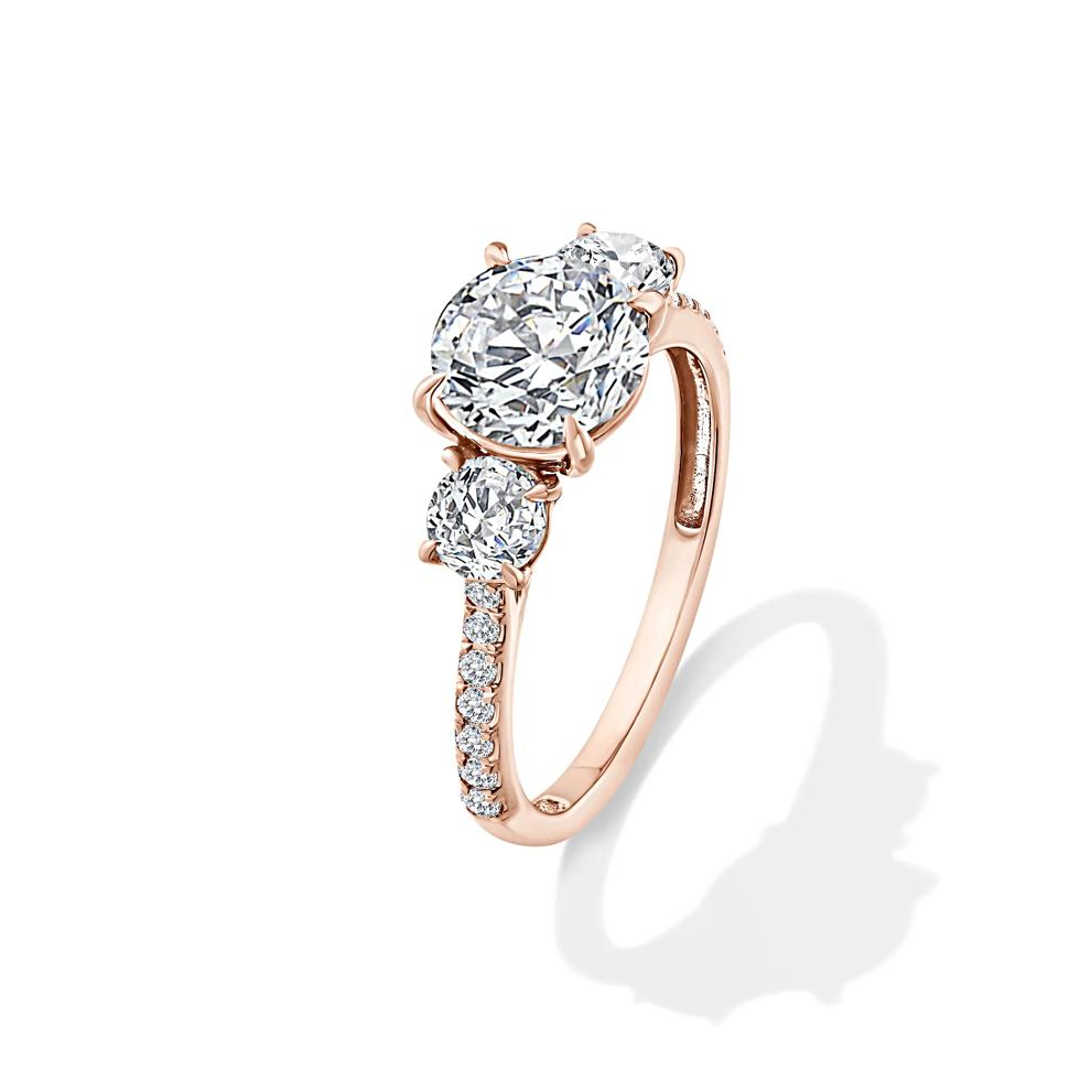 Lab Grown Diamond Three-Stone Engagement Set in 10K Rose Gold (2 1/2 ct. tw.) – Image 4 of 6