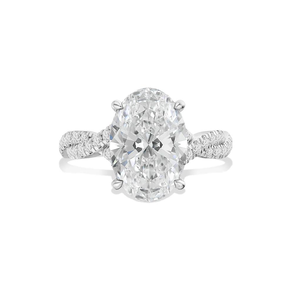 Lab Grown Diamond Oval Center Wedding Ring in 14K White Gold (4 1/2 ct. tw.) – Image 1 of 4