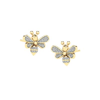 Diamond Bumblebee Stud Earrings in 10K Yellow Gold (1/10 ct. tw.)