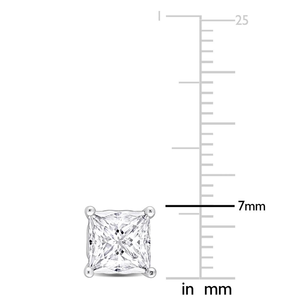 Lab-Created Moissanite Square Solitaire Stud Earrings in Sterling Silver (2 1/2 ct. dew) – Image 3 of 4