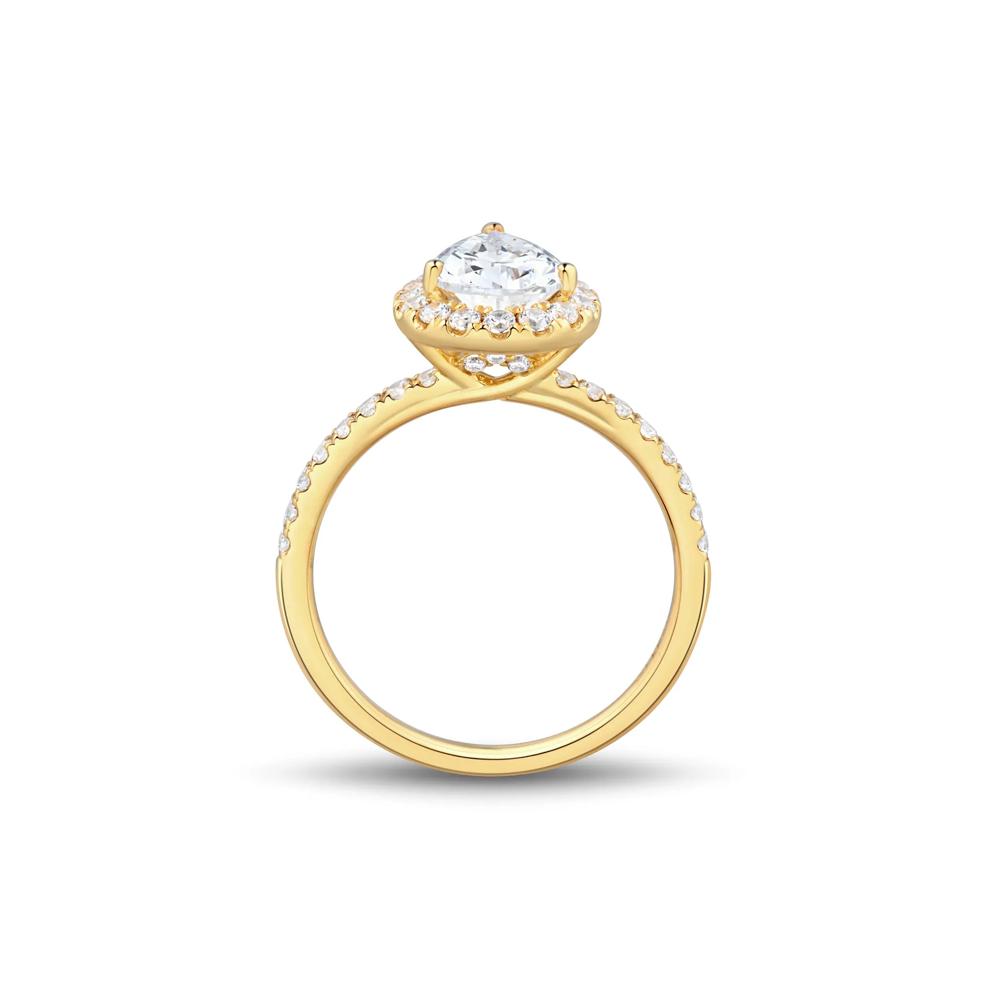 Lab Grown Diamond Pear-Shaped Halo Engagement Ring in 14K Yellow Gold (2 ct. tw.) – Image 2 of 3