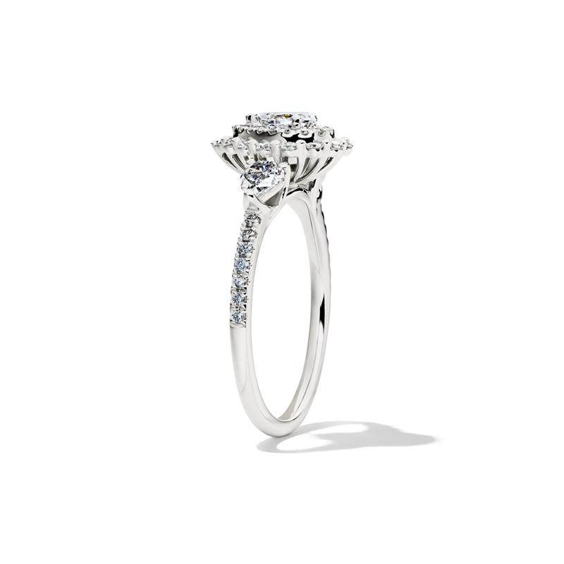 1 ct. tw. Diamond Double Halo Three-Stone Engagement Ring in 14K White Gold – Image 3 of 5