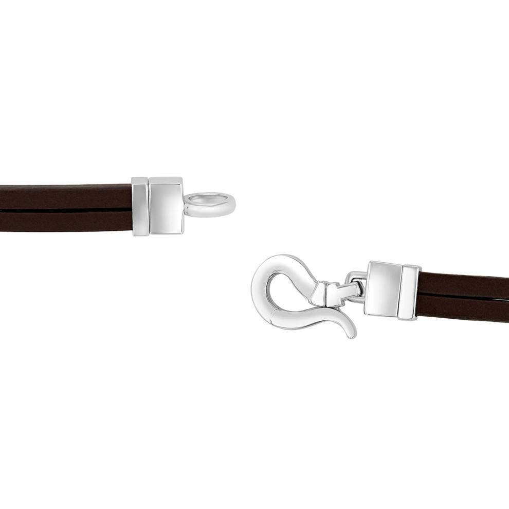 Men's Screw Design Leather Bracelet in Sterling Silver &amp; Vermeil – Image 2 of 3