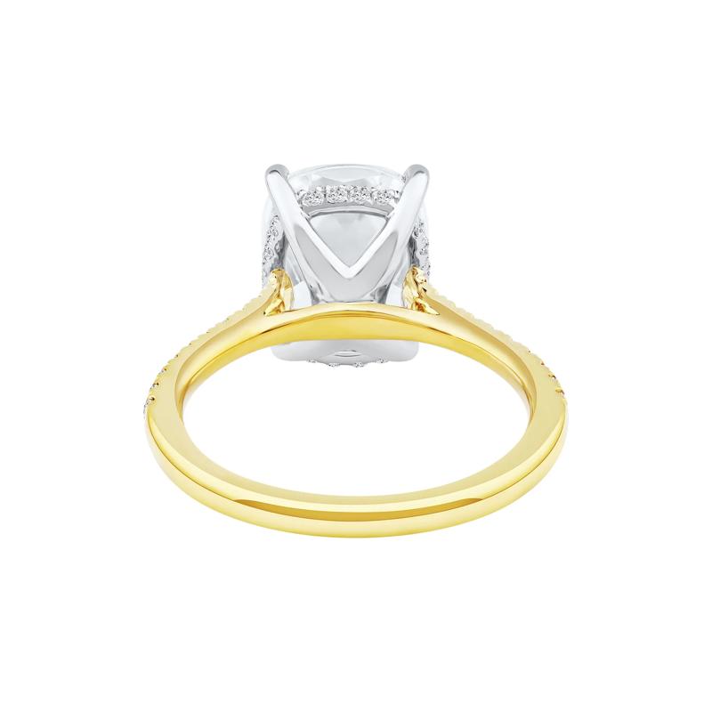 Lab Grown Diamond Cushion-Cut Engagement Ring in 14K Yellow and White Gold (5 1/3 ct. tw.) – Image 4 of 4