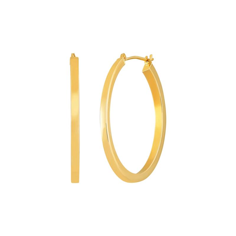 Polished Round Square Hoop Earrings in 14K Yellow Gold, 30MM – Image 1 of 2