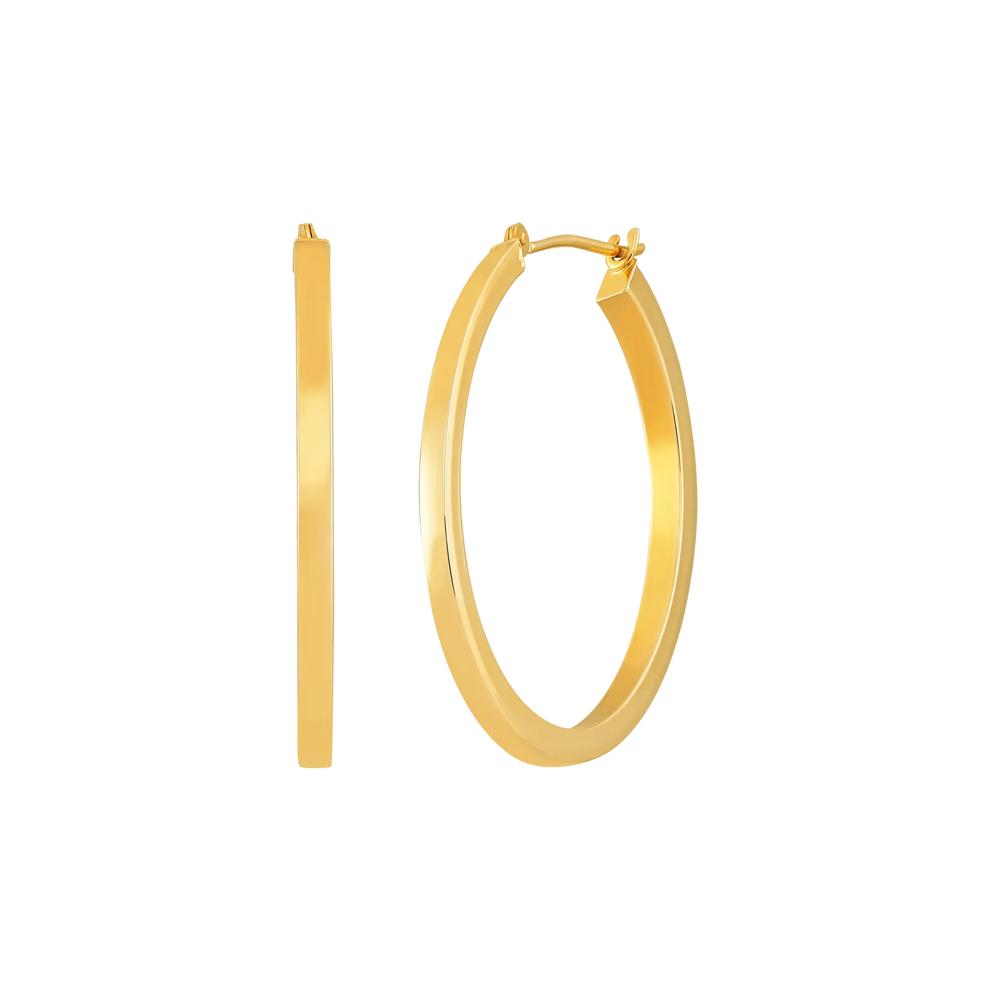 Polished Round Square Hoop Earrings in 14K Yellow Gold, 30mm – Image 1 of 2