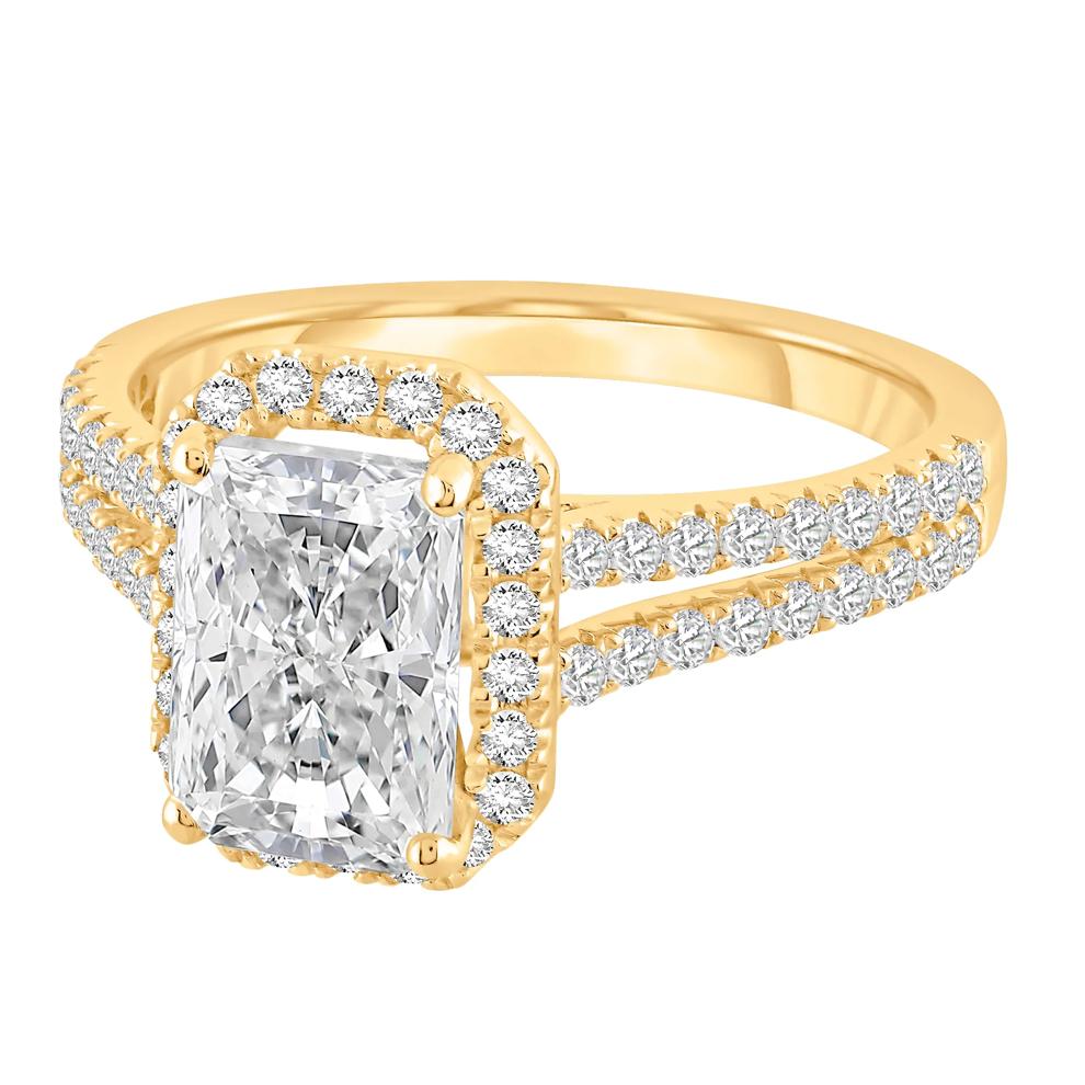 Lab Grown Diamond Radiant-Cut Halo Engagement Ring in 14K Yellow Gold (3 ct. tw.) – Image 4 of 4