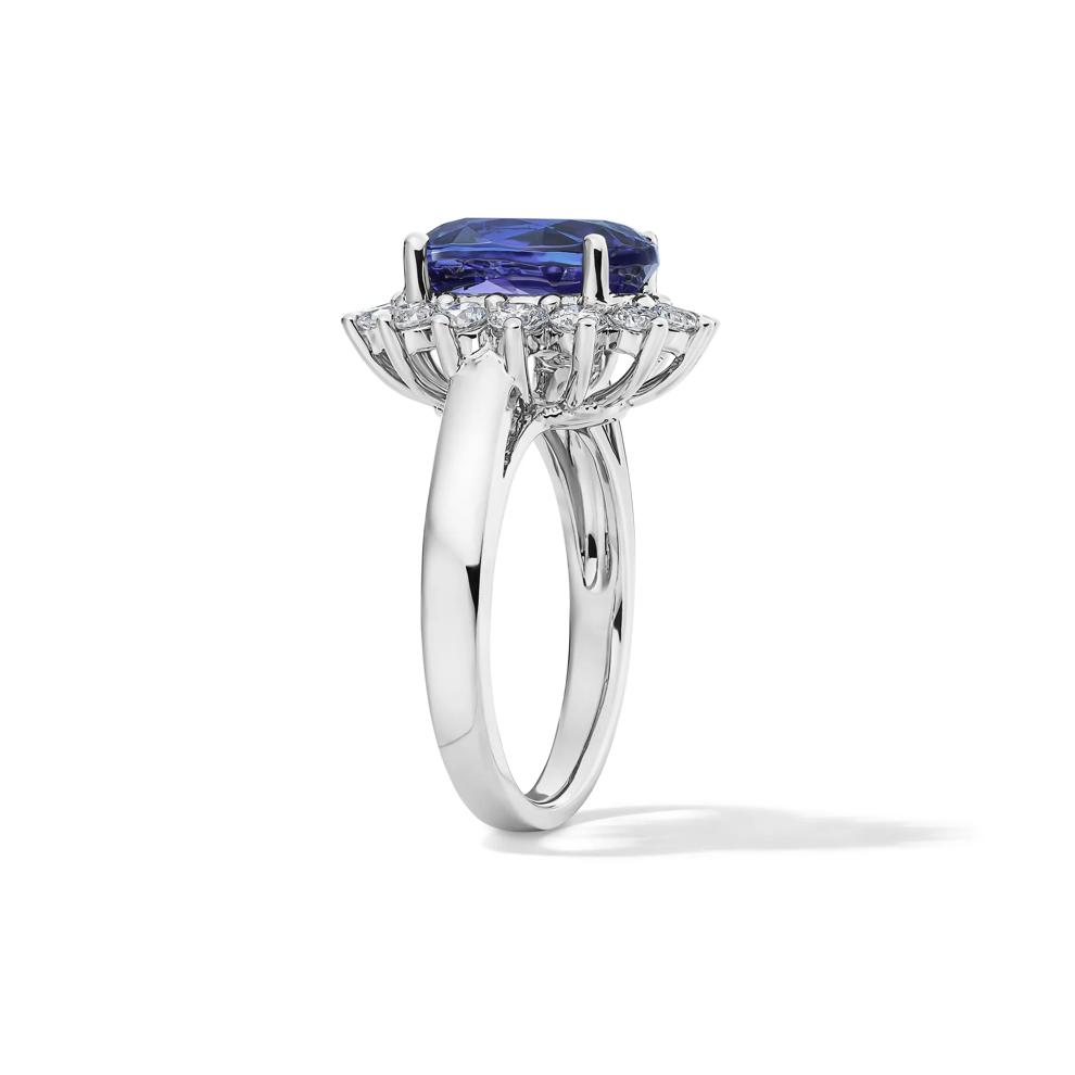 Oval Tanzanite &amp; Diamond Halo Ring in 14K White Gold (1 ct. tw.) – Image 3 of 4